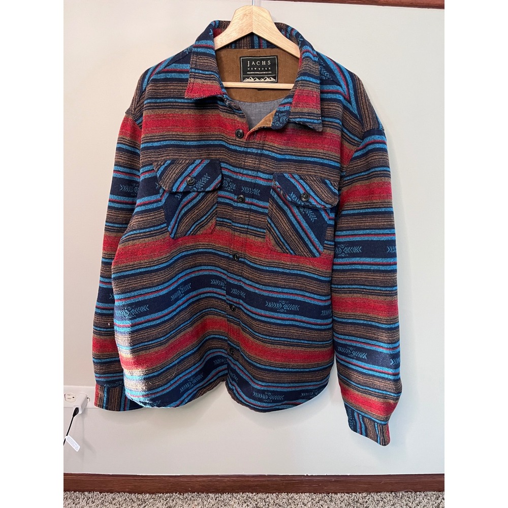Jachs New York Mens XXL Southwestern Striped Wool Blend Shirt Jacket 1417743